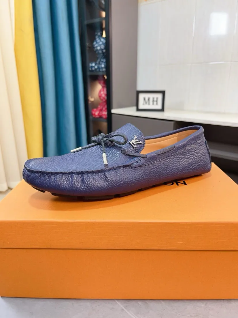 Men's men's shoes💰400🌹🌹[LV Louis Vuitton] New men's beanie shoes💝💝.. Top-grade imported cowhide embossed➕Comfortable leather lining. It is extremely skin-friendly and comfortable, feels very delicate, and the shape is very correct! Perfectly reflects the three-dimensional sense, code number: 38-44